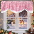thumbnail image 6 of Pink Snowflakes Tie Up Valances Curtain, Winter Xmas Pink White Nature Snow Scene Adjustable Rod Pocket Short Window Treatment Tie Up Curtains Valances for Kitchen Living Room Bathroom 42x12 Inches, 6 of 9