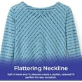 thumbnail image 5 of SAGEFINDS Soft V Neck Striped Knit Top for Women, Loose Fit Shirt with 3/4 Sleeves, Casual Tunic Tee - Slate Blue - Large, 5 of 8