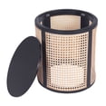 thumbnail image 3 of Homy Casa Round Rattan Side Table, 15.7 in Black End Table with Removable Lid Storage, 3 of 6