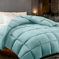 thumbnail image 2 of 100% Cotton All Season 1pc Box Stitched Comforter, Duvet Insert Cover, Pattern Solid Aqua Blue Color Oversized Queen (98"x98") Size Machine Washable Lightweight, 2 of 5