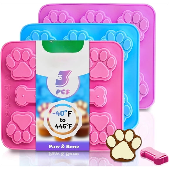 8 - Cup Non-stick Silicone Dog Treat Molds, 3 Counts