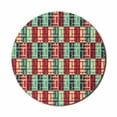 thumbnail image 1 of Geometric Mouse Pad for Computers, Colorful Illustration with Stripes and Squares Grid Style Composition of Shapes, Round Non-Slip Thick Rubber Modern Mousepad, 8" Round, Multicolor, by Ambesonne, 1 of 2