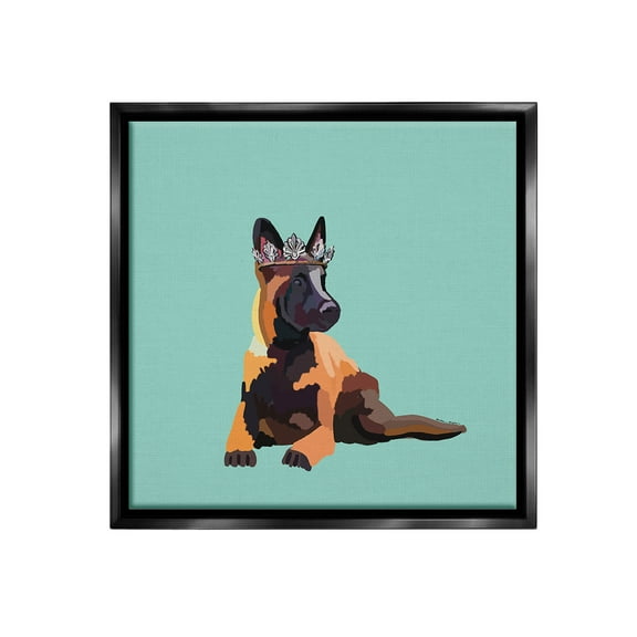 Stupell Industries Royal German Shepherd Animals & Insects Painting Black Floater Framed Canvas Art Print Wall Art, 18 x 18