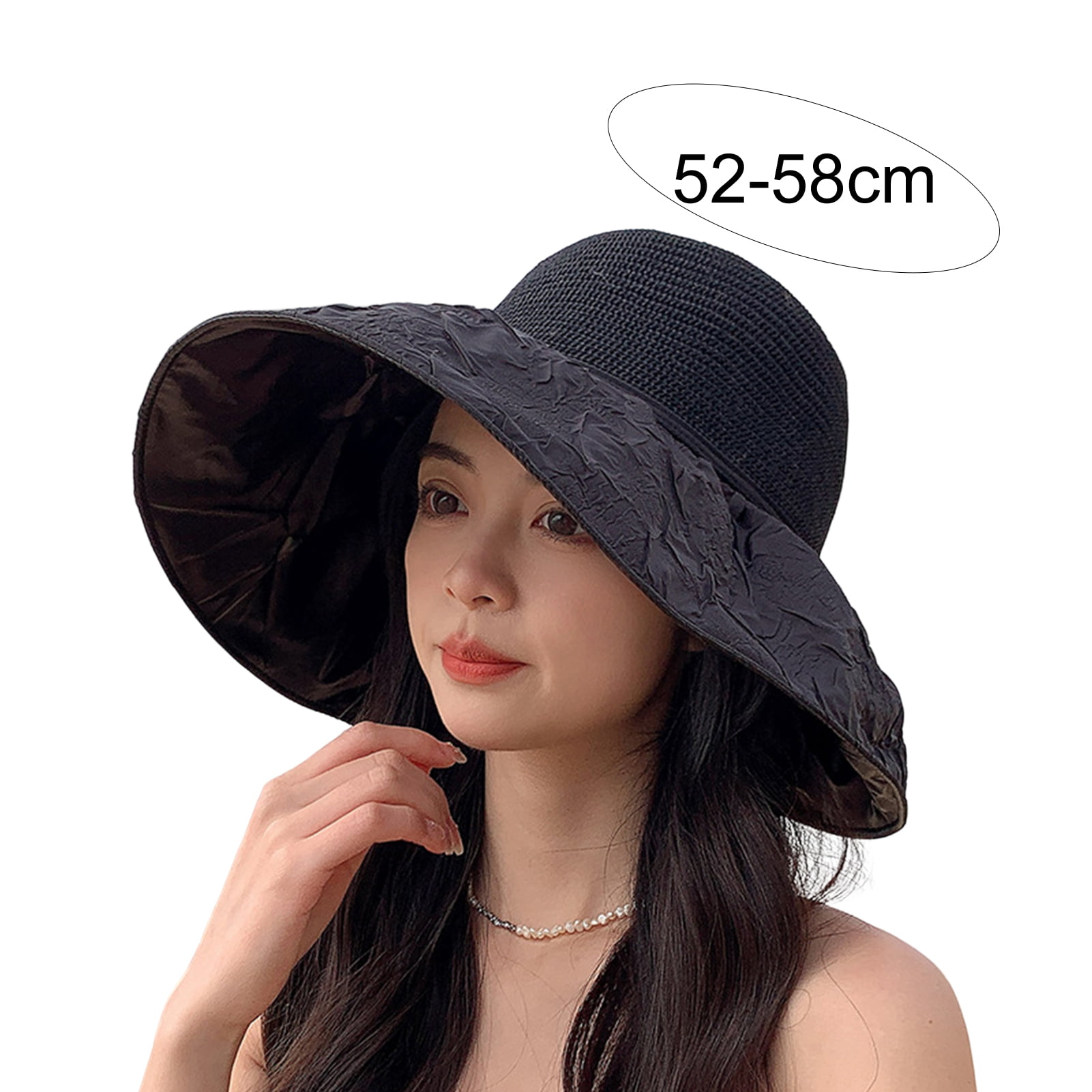 Sun Hats for Women Wide Brim Back Split Bowknot Decor Straw Hat