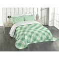 thumbnail image 3 of Ambesonne Mint Quilted Bedspread Set 3 Pcs, Striped Geometrical Tile, King Size, Mint Green Pale Green, 3 of 5