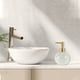 thumbnail image 2 of Dispenser de jabón redondo simple de 1 pieza para baño de hotel 300ml tono dorado mate blanco, 2 of 6