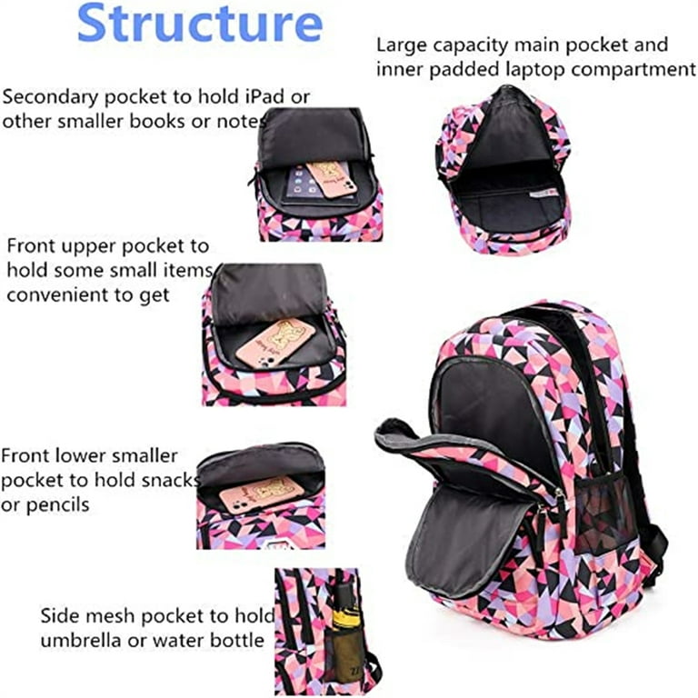 Women's Large Capacity Geometric Printed Handbag Shoulder Bag School Bag  Bookbag For School Outdoors Portable,Lightweight