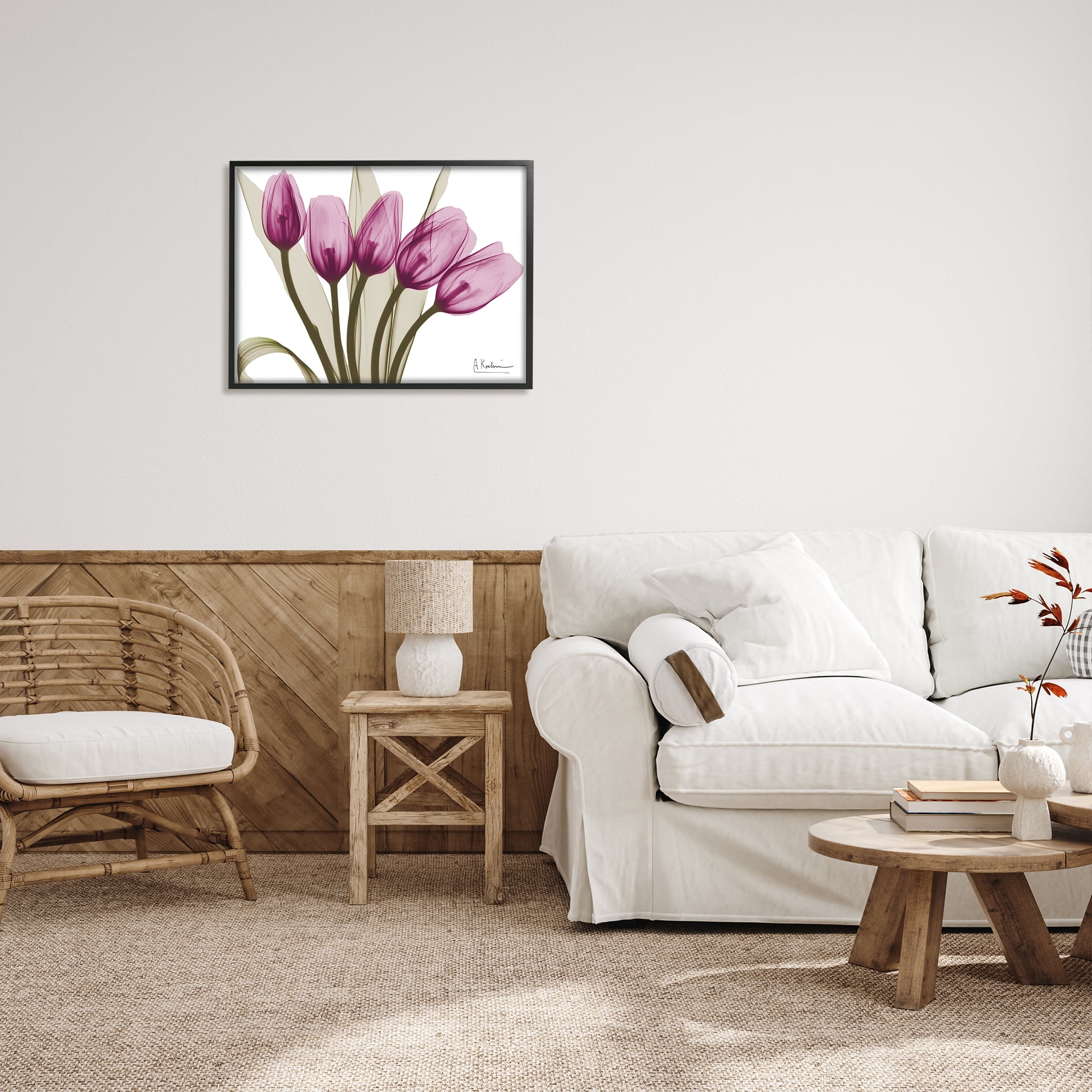 Stupell Industries Contemporary Pink Tulips Botanical & Floral Photography Black Framed Art Print Wall Art, 30 x 24