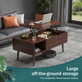 thumbnail image 3 of edx Wooden Lift Top Coffee Table with Hidden Compartments and Adjustable Shelves - Ideal for Small Homes, Apartments, Reception Rooms, Dark Brown, 3 of 11