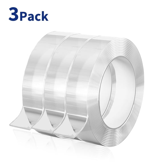 Minorsun Double Sided Tape 3 pack, Heavy Duty Nano Tape Clear 1.2 in x 9.85ft, Strong Adhesive Mounting Tape for Walls & Home Decor