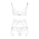 thumbnail image 3 of Gibobby Conjunto ropa interior mujer Camisón de encaje para mujer, lencería sexy de encaje para novia(Blanco, G), 3 of 5