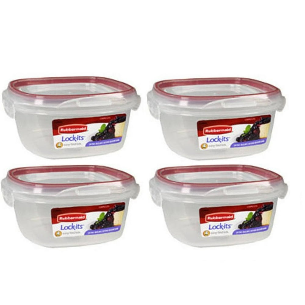 Rubbermaid Lock Its 5 Cup Square Food Storage Container With Lid (Pack