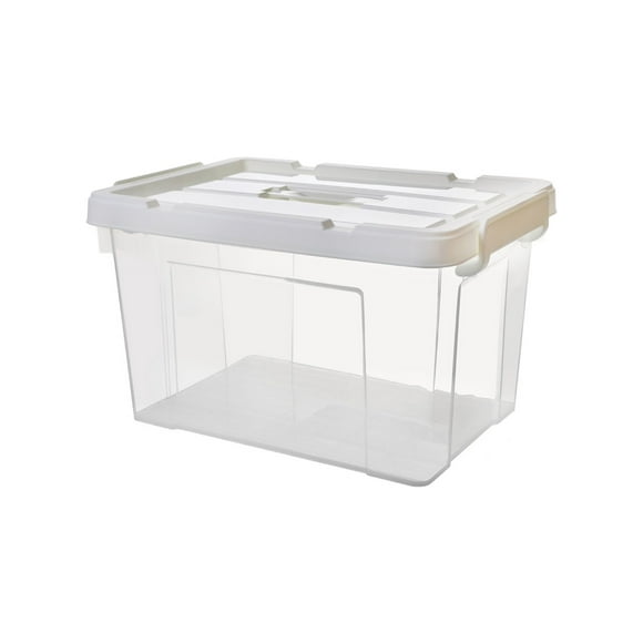 Caja de Almacenamiento con Tapa y Asas de Seguridad AGBOX | Transparente | Cap. 25L | Resistente y Práctica para Organizar tu Espacio