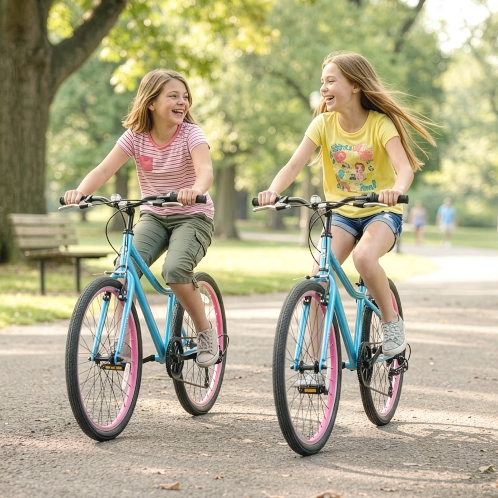 Hykolity 24 Inch Kids Mountain Bike Boys Girls Youth Bicycle For Teen Ages 14+ Children Bikes With Adjustable Seat Front Hand Brake Rear Coaster Brake Reflector, Blue