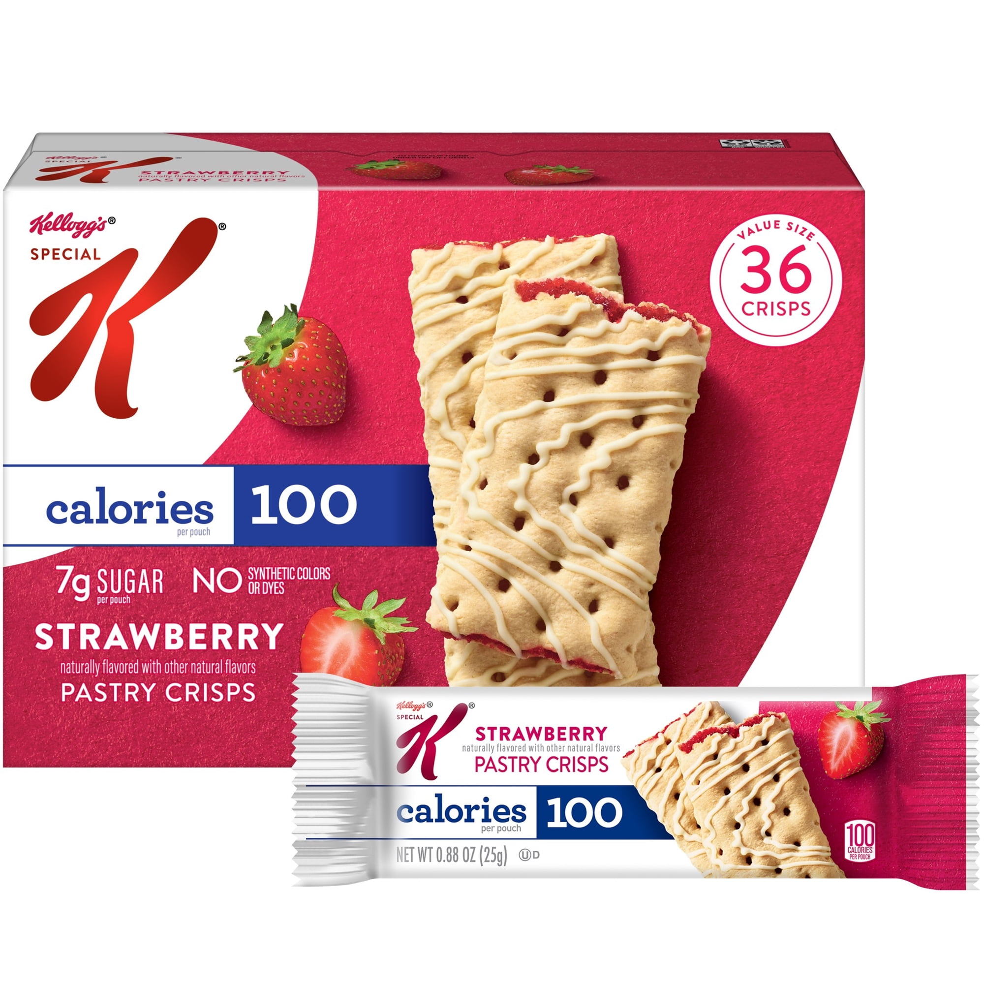 Special K Bar Strawberry Chewy Pastry Crisps, 100 Calories, 15.84 oz, 36 Count