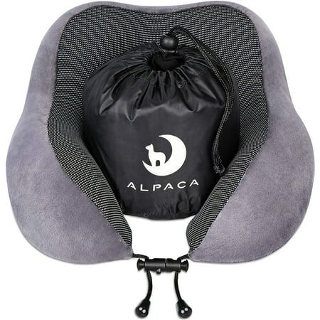 Alpaca Memory Foam Travel Pillow - Award-Winning Neck Pillow Design Provides Comfortable Head, Neck, and Chin Support for All Sleeping Positions | Premium Breathable Fabric and Machine-Washable Cover
