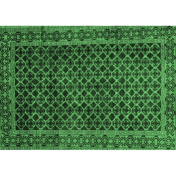 Ahgly Company Indoor Rectangle Southwestern Emerald Green Country Area Rugs, 7' x 9'