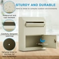 thumbnail image 2 of Wall Mount Locking Mailbox for Outdoor – Secure Steel Metal Post Box, Weatherproof Security Drop Box with Key Lock for House, Office, or Garage, 2 of 6