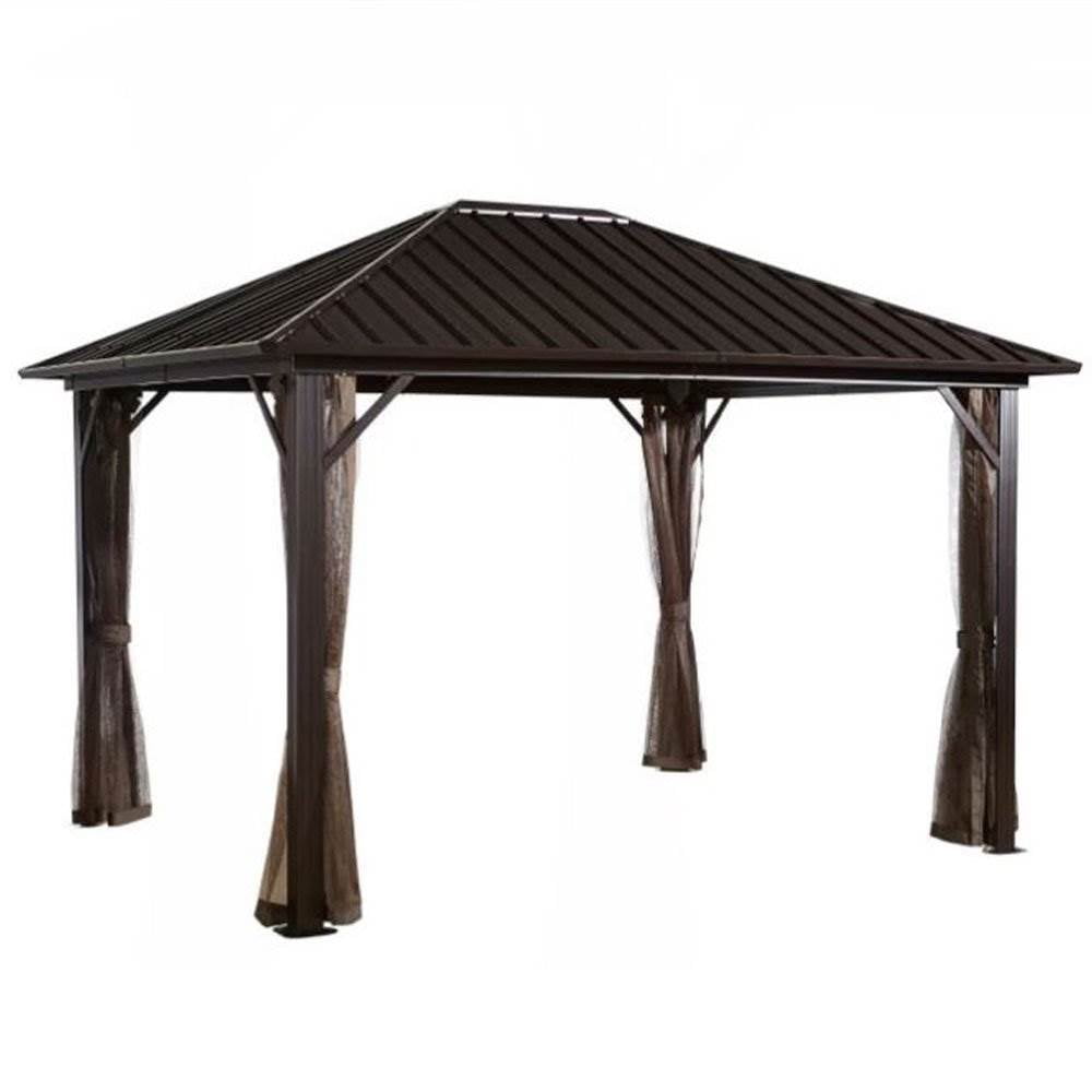 Mastercanopy Patio Aluminum 10x10 Hardtop Gazebo Brown