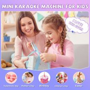 BONAOK Mini Karaoke Machine, Portable Karaoke Speaker with 2 Wilreless Microphones for Home Party, Birthday Gifts, Pink