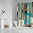 thumbnail image 4 of Ensemble de Rideau de Douche avec Doublure à Boutons-Pression, Galerie d'Art Bleu Marine Vert (1) Rideaux de Douche Doublure de Douche Réutilisable, Rideau de Bain Simple en Polyester, 72x72 Pouces, 4 of 4