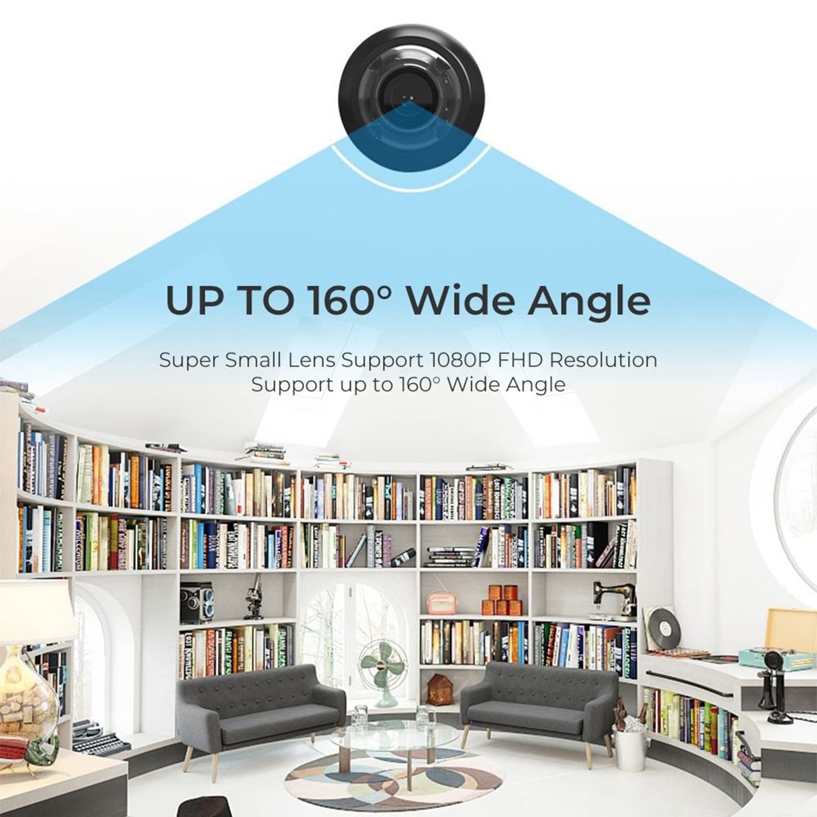 Kepeak Mini WiFi Camera, 1080P HD Camera with Night Vision Motion Detection 160° Wide Angle, 3Pcs