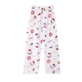 thumbnail image 2 of Anime Pajamas for Women Girls Cartoon Flannel Cat All Over Print Christmas Halloween Sleep Pajama Pants, 2 of 3