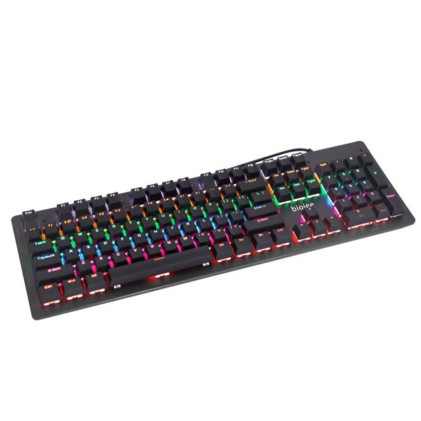 Teclado Biojee Wired 104-Key Real Mechanical Gaming Keyboard Rainbow ...