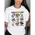 thumbnail image 1 of Camiseta de cuello redondo con estampado de Mardi Gras, camiseta informal de manga corta y cuello redondo para las cuatro estaciones, ropa de mujer, top deportivo de ocio, 1 of 7