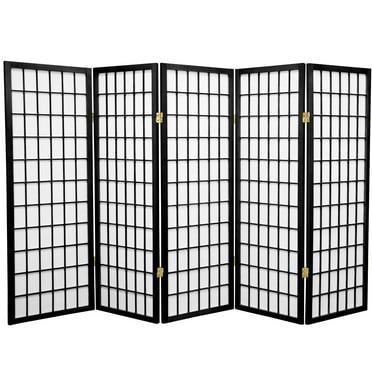 4 ft. Tall Window Pane Shoji Screen - Black - 5 Panels