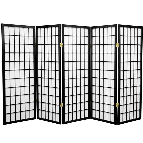 4 ft. Tall Window Pane Shoji Screen - Black - 5 Panels