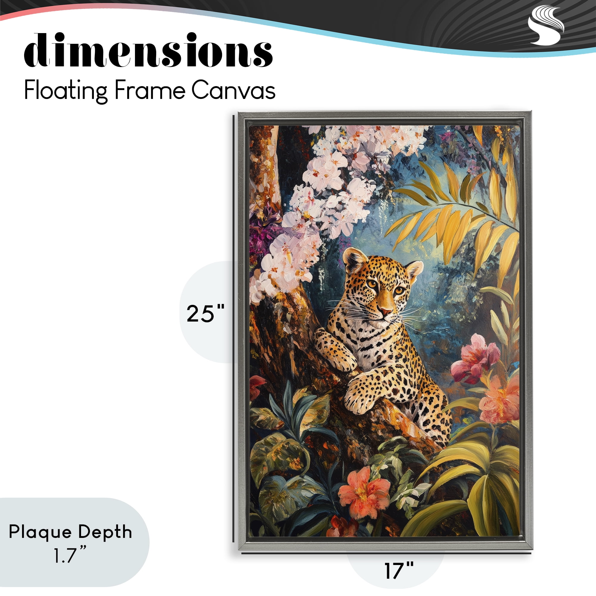 Stupell Industries On The Wild Side Botanicals Gray Framed Floater Canvas Wall Art, design by Petal Prints Design