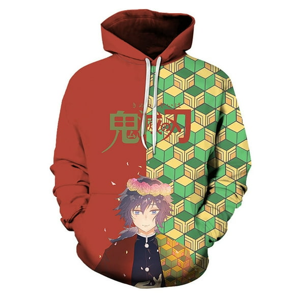 Demon Slayer 3D Print Hoodie, Anime Character Graphic Sweatshirt, Casual Long-Sleeve Pullover with Pockets, Perfect for Everyday Wear