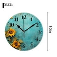 thumbnail image 2 of 10 Inch Wall Clock Battery Operated Silent Clock Decorative for Office, Kitchen, Outdoor, Living RoomYellow Sunflowers with Green Leaves Art, 2 of 4