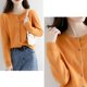 thumbnail image 2 of Cárdigans coreanos de un solo pecho para mujer, suéter de punto de manga larga con cuello redondo para otoño e invierno, suéteres suaves básicos de Color sólido para mujer, 2 of 5