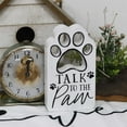 thumbnail image 3 of Parisloft Talk to the Paw Wood Pet Sign, Cute Dog or Cat Tabletop or Shelf Decor, White,  6"H, 3 of 8