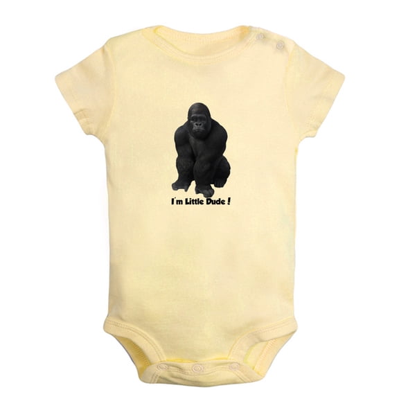 Baby Unisex I'm Little Dude Funny Rompers Newborn Baby Bodysuits Infant Jumpsuits Kids Cotton Animal Gorilla Graphic One-Piece Outfits