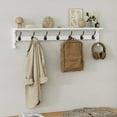 thumbnail image 5 of Coat Rack Wall Mount, 35 Inch Large Coat Hooks Wall Mounted with 7 Dual Metal Hooks and 2 Side Hooks, Wall Hooks with Shelf in Entryway, Kitchen, Living Room, Bathroom, Bedroom (White), 5 of 7