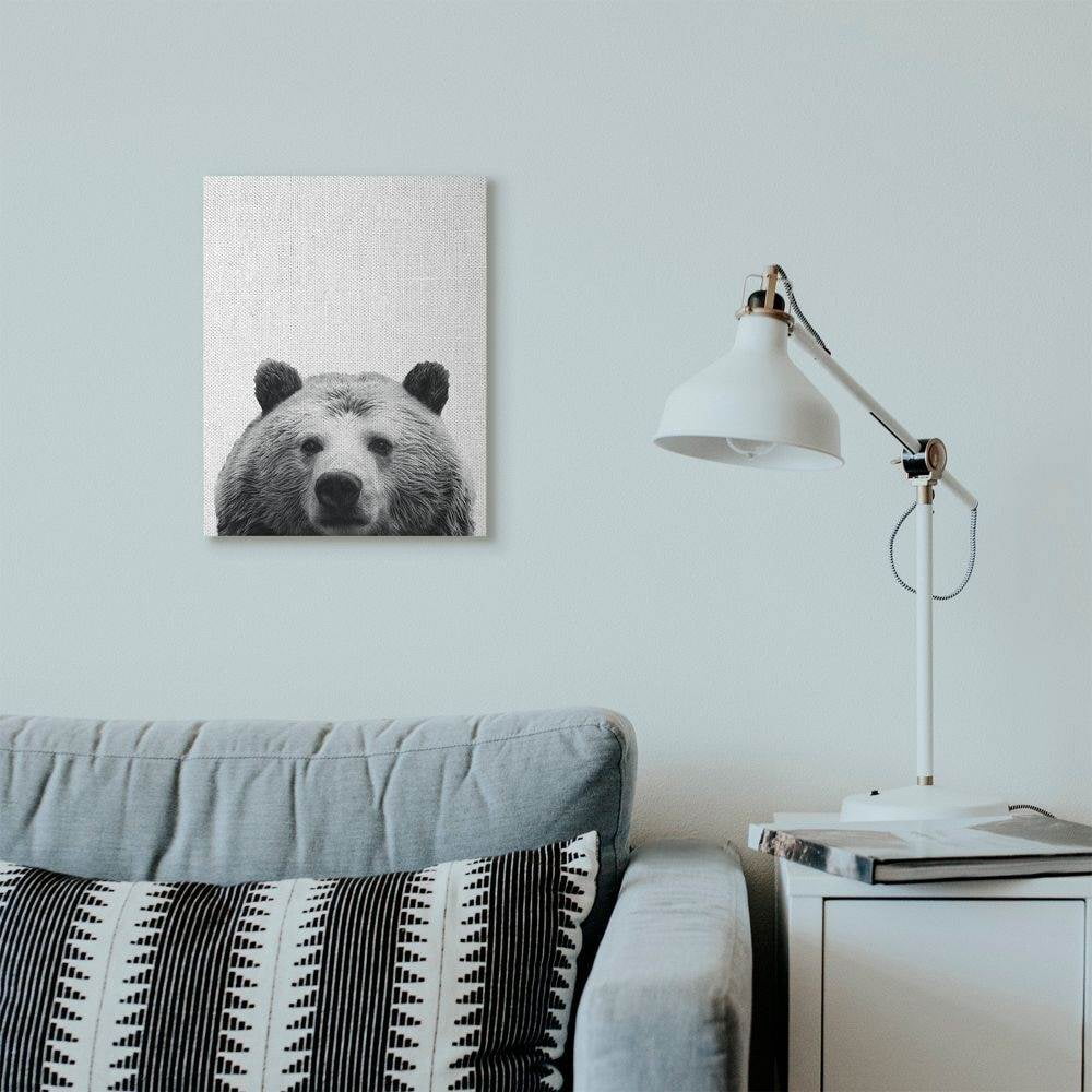Stupell Industries Black and White Large Bear Head Animal Design Canvas Wall Art by SD Graphics Studio