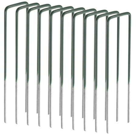 OUNONA Set of 10 Heavy Duty Metal Garden Pegs U-Shaped Tent Stakes for Outdoor Camping Lawn Ground Use