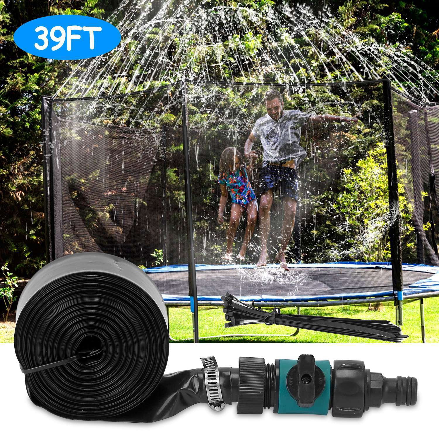 Kids Trampoline Sprinkler, Outdoor Water Park Sprinkler for Kids, Outdoor Water Game Toys for Backyard Boys Girls Summer Fun, 39Ft
