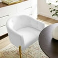 thumbnail image 4 of Tufted Accent Chair, Set of 2, Velvet, Metal Steel, White, Modern Contemporary Urban Design, Living Lounge Room Hotel Lobby Hospitality, 4 of 9