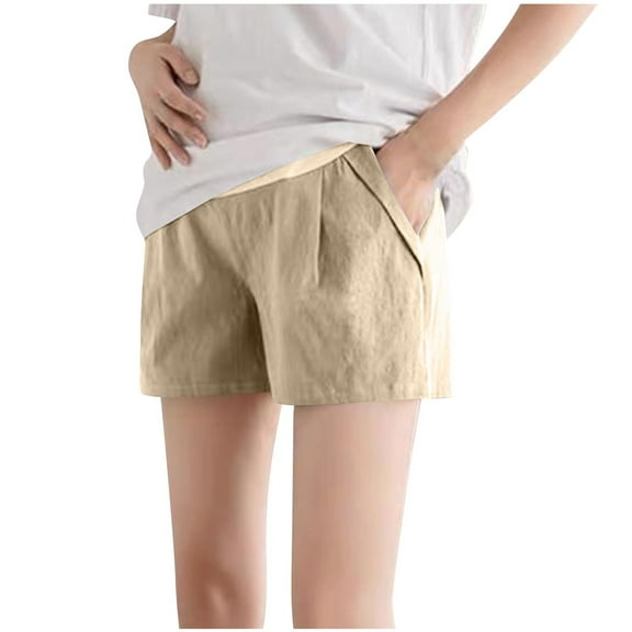 Hvyesh Womens High Waist Shorts Athletic Hiking Maternity Shorts for Women Yoga Workout Gym Pregnancy Shorts with Pockets