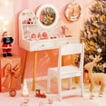 thumbnail image 4 of Gymax Kids Vanity Set w/ Lighted Mirror Princess Makeup Dressing Desk & Chair Set White, 4 of 10