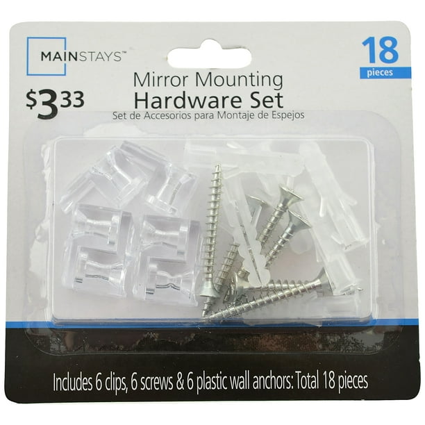 Mainstays Mirror Mounting Hardware Set, Mounting Clips For Mirrors