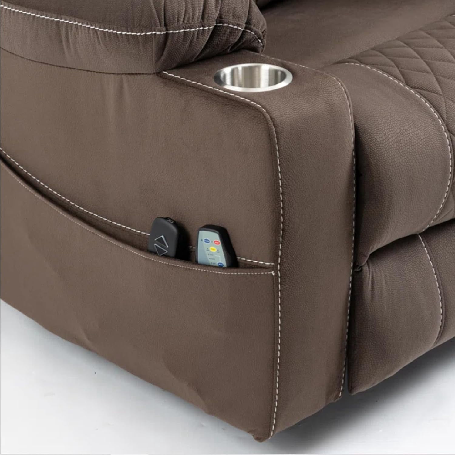 Recliner Lift Chairs for Elderly, HSUNNS 180 Degrees Lay Flat Recliner Chair with Heat and Massage and Cup Holder for Adults 400 lb Capacity (Velvet Brown)