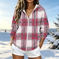 thumbnail image 7 of cocolona Womens Plaid Hoodies Casual Long Sleeve Zipper Vintage Sweatshirts Hooded Drawstring Fall Trendy Outfits, 7 of 7