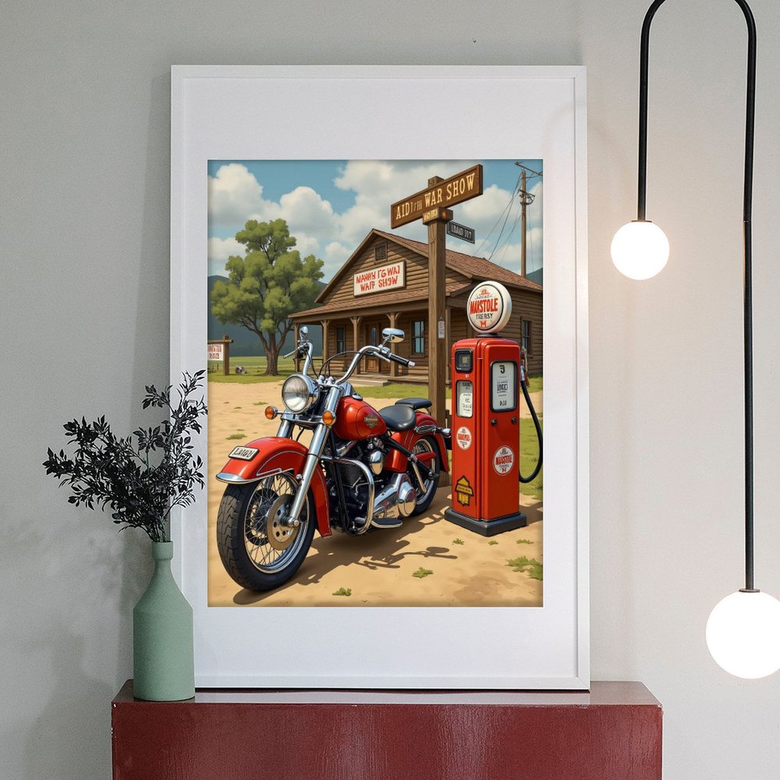 Diamond Art Kit for Adults, Vintage Motorcycle Gas Stop Diamond Painting for Adults Beginners, DIY Diamond Art Painting Kits, 5D Diamond Painting Crafts for Home Decor 12x16 Frameless