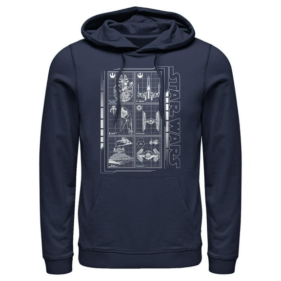 Men's Star Wars: A New Hope Battle Ships Blueprints Pull Over Hoodie