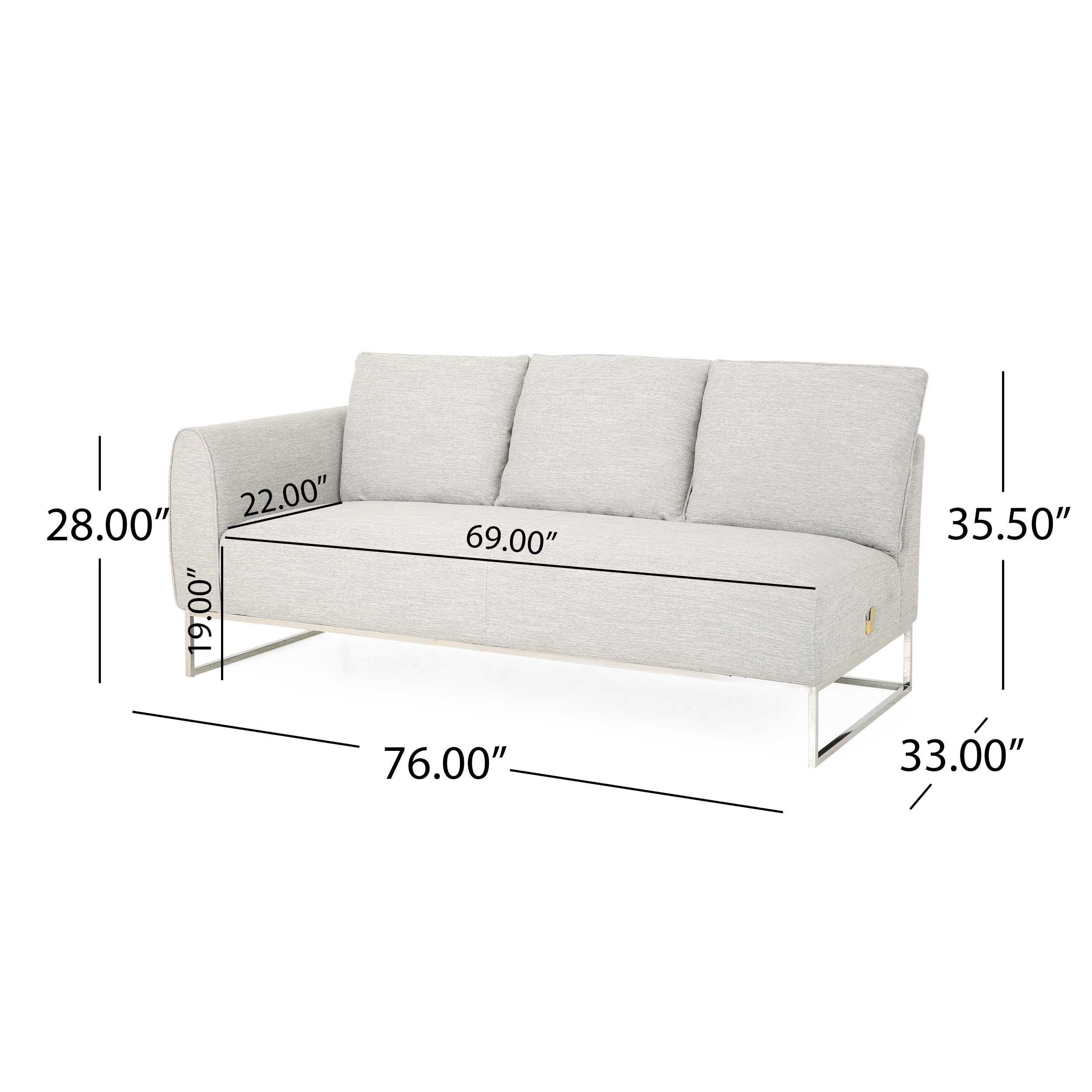 2 Pc Sofa Chaise Sectional Clarke Platinum Baci Living Room